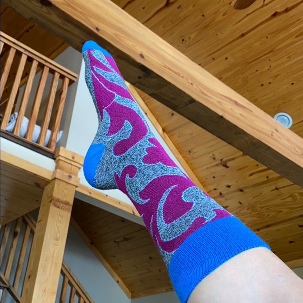 Fuchsia Blue & Gray Women’s Socks Lady Sockwear - Picture 3 of 5